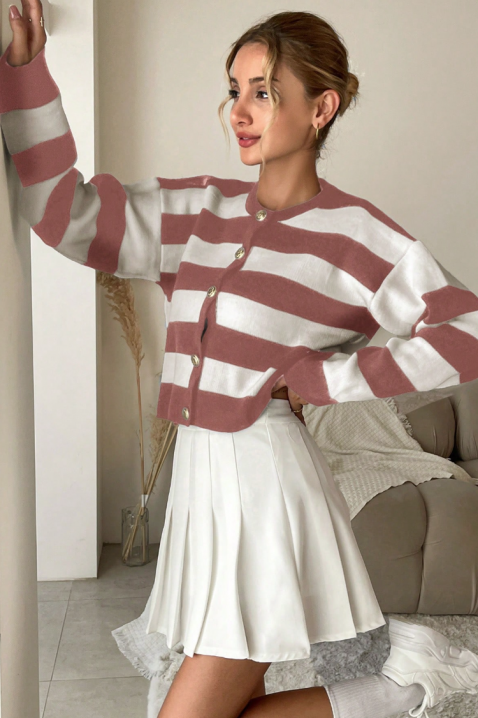 Kardigan AMORNEZA PUDRA, Kolor : pudrowy róż, IVET.PL - Modna odzież