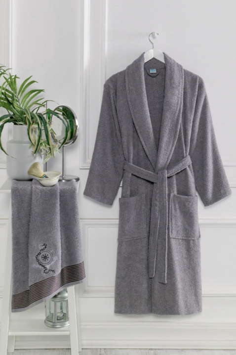 Szlafrok kąpielowy i ręcznik DRONEIFA GREY, Kolor : szary, IVET.PL - Modna odzież