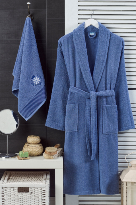 Szlafrok kąpielowy i ręcznik DRONEIFA BLUE, Kolor : chabrowy, IVET.PL - Modna odzież