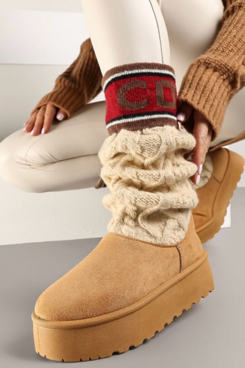 Kozaki tekstylne KARMENZA CAMEL, Kolor : jasnobrązowy, IVET.PL - Modna odzież