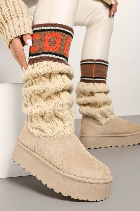 Kozaki tekstylne KARMENZA ECRU, Kolor : ecru, IVET.PL - Modna odzież