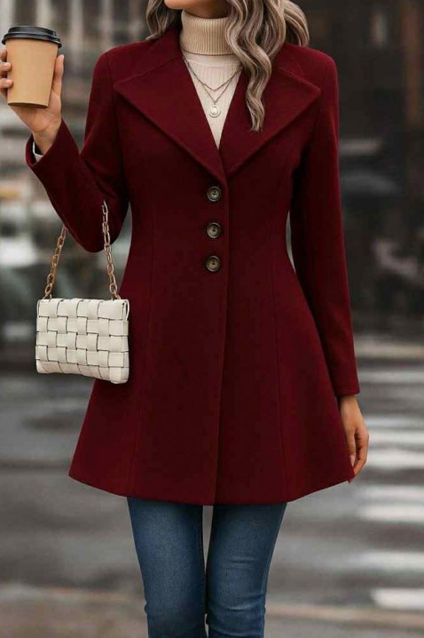 Płaszcz MENDIONA BORDO, Kolor : bordowy, IVET.PL - Modna odzież