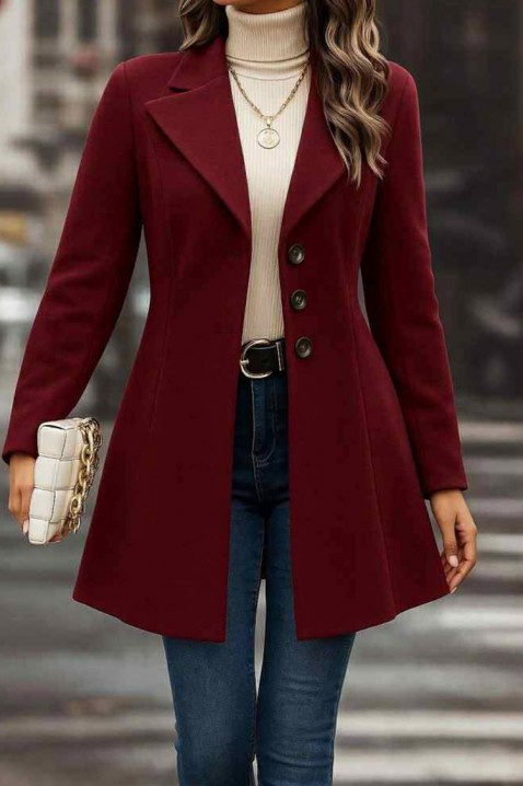 Płaszcz MENDIONA BORDO, Kolor : bordowy, IVET.PL - Modna odzież