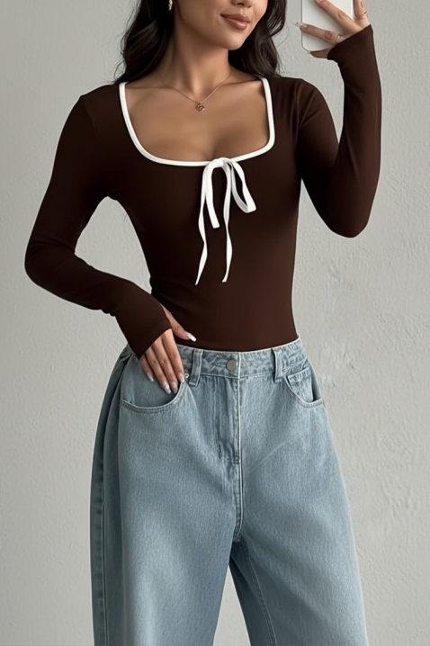 Bluzka VRIONZA BROWN, Kolor : brązowy, IVET.PL - Modna odzież