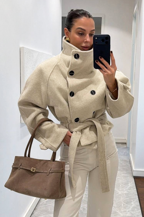 Płaszcz GREIONA ECRU, Kolor : ecru, IVET.PL - Modna odzież