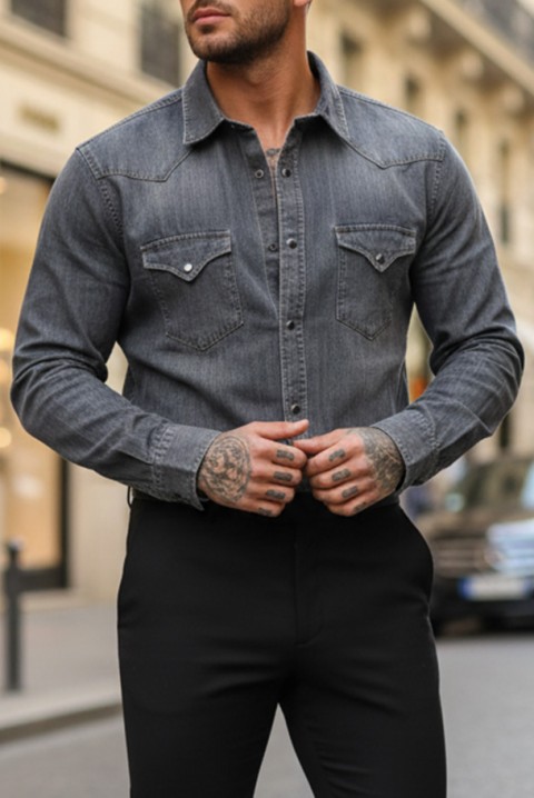 Koszula TORMER GREY, Kolor : granatowy, IVET.PL - Modna odzież