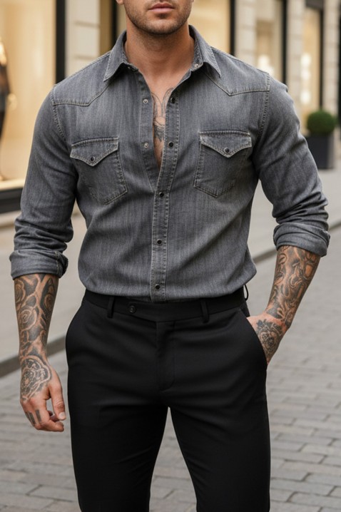 Koszula TORMER GREY, Kolor : granatowy, IVET.PL - Modna odzież