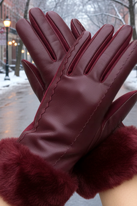 Rękawiczki POLIARZA BORDO, Kolor : bordowy, IVET.PL - Modna odzież