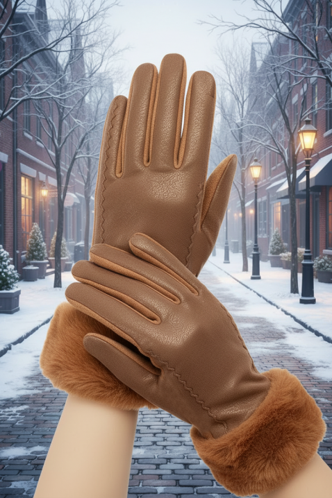 Rękawiczki POLIARZA CAME, Kolor : jasnobrązowy, IVET.PL - Modna odzież