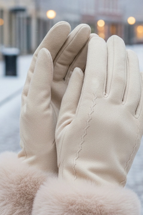 Rękawiczki POLIARZA ECRU, Kolor : ecru, IVET.PL - Modna odzież