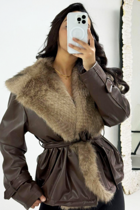 Płaszcz DEMITRA, Kolor : brązowy, IVET.PL - Modna odzież