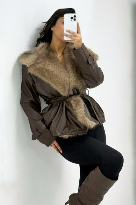 Płaszcz DEMITRA, Kolor : brązowy, IVET.PL - Modna odzież