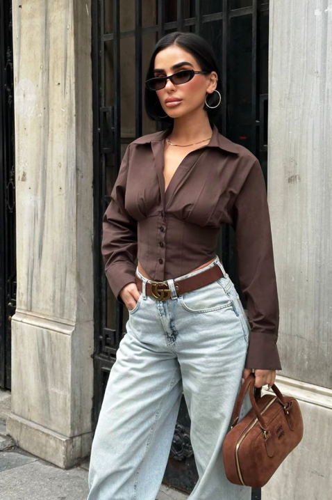 Koszula BANSOLTA BROWN, Kolor : brązowy, IVET.PL - Modna odzież