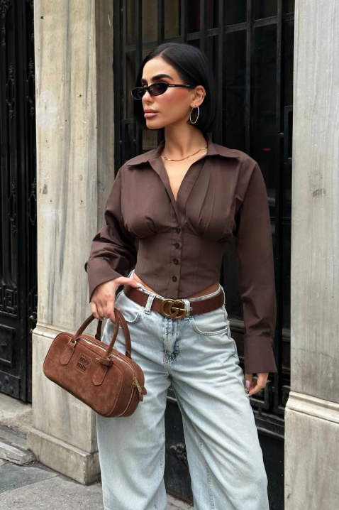 Koszula BANSOLTA BROWN, Kolor : brązowy, IVET.PL - Modna odzież