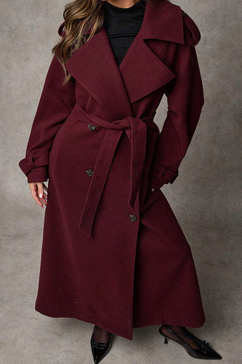 Płaszcz PREMIELA BORDO, Kolor : bordowy, IVET.PL - Modna odzież