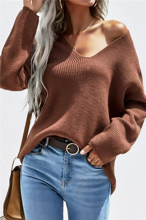 Sweter LEVROLDA BROWN, Kolor : brązowy, IVET.PL - Modna odzież