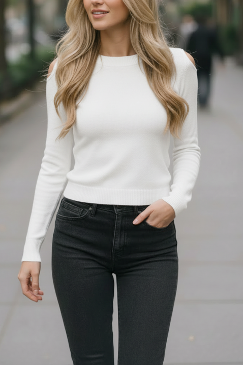 Sweter ABELMODA WHITE, Kolor : biały, IVET.PL - Modna odzież