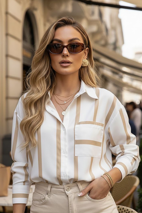 Koszula BARIOLA BEIG, Kolor :  beżowy, IVET.PL - Modna odzież