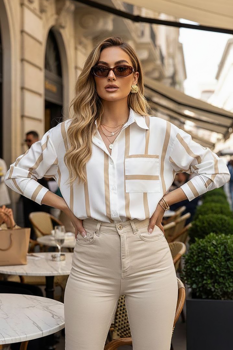 Koszula BARIOLA BEIG, Kolor :  beżowy, IVET.PL - Modna odzież