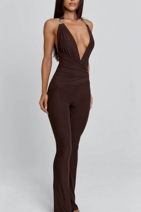 Kombinezon FLORMENDA BROWN, Kolor : brązowy, IVET.PL - Modna odzież