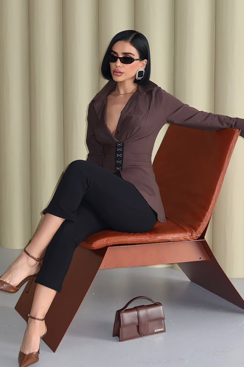 Koszula ZALORENA BROWN, Kolor : brązowy, IVET.PL - Modna odzież