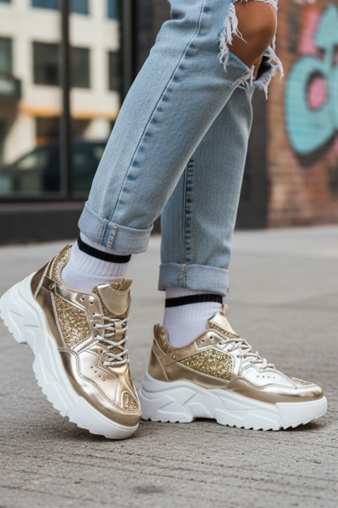 Sneakersy ZLAVERZA, Kolor : złoty, IVET.PL - Modna odzież