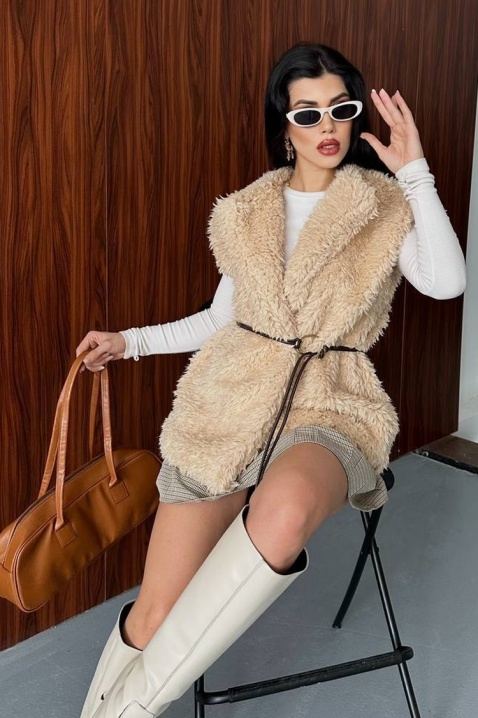 Kamizelka TRENDYNA BEIGE, Kolor :  beżowy, IVET.PL - Modna odzież