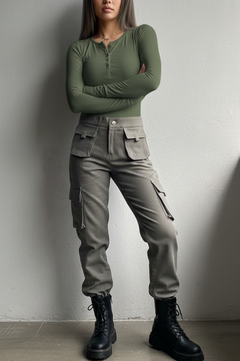 Bluzka ZAFROLDA KHAKI, Kolor : khaki, IVET.PL - Modna odzież