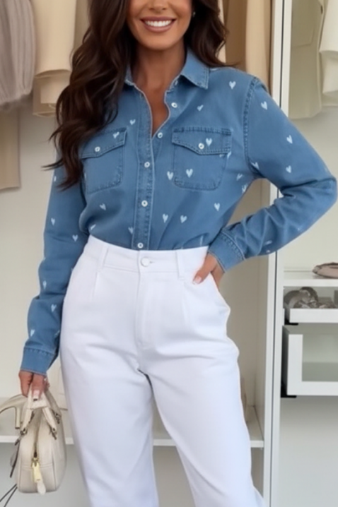 Koszula DRAVELZA BLUE, Kolor : chabrowy, IVET.PL - Modna odzież