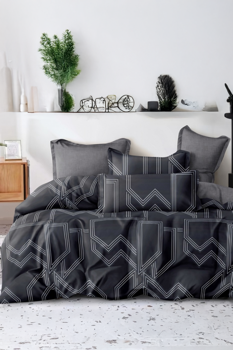 Komplet pościeli bawełnianej SARMODY 200x220 cm - 4 elementy, Kolor : czarny, IVET.PL - Modna odzież