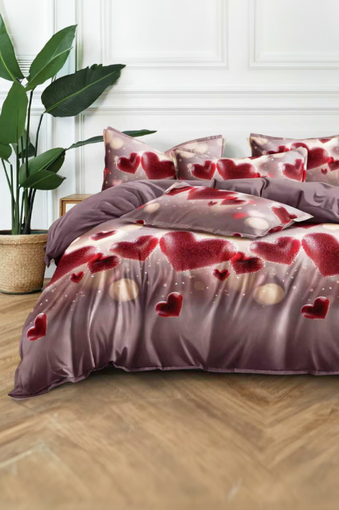 Komplet pościeli FLOMEGY 200x220 cm bawełna - 3 elementy, Kolor : fioletowy, IVET.PL - Modna odzież