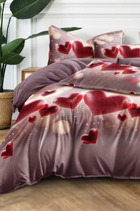 Komplet pościeli FLOMEGY 200x220 cm bawełna - 3 elementy, Kolor : fioletowy, IVET.PL - Modna odzież