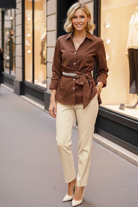 Koszula IRLANZA BROWN, Kolor : brązowy, IVET.PL - Modna odzież