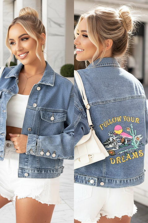 Kurtka jeansowa MAKRAMENZA, Kolor : błękitny, IVET.PL - Modna odzież