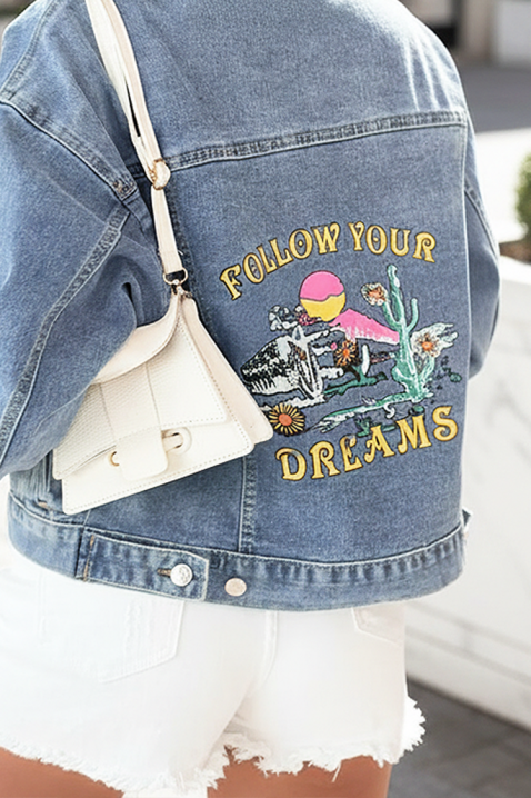 Kurtka jeansowa MAKRAMENZA, Kolor : błękitny, IVET.PL - Modna odzież