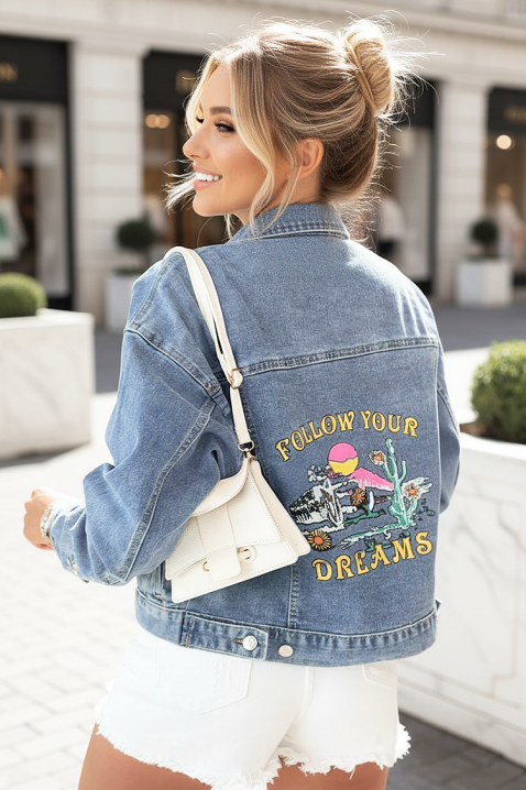 Kurtka jeansowa MAKRAMENZA, Kolor : błękitny, IVET.PL - Modna odzież