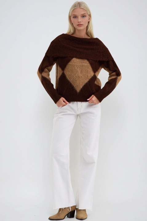 Sweter SEBRENDA BROWN, Kolor : brązowy, IVET.PL - Modna odzież