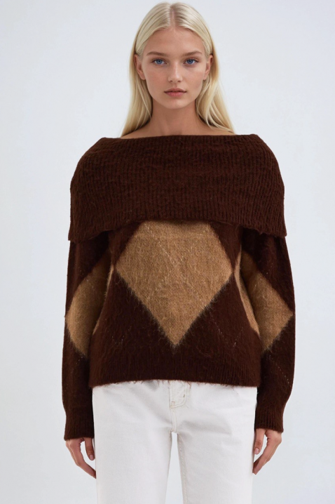 Sweter SEBRENDA BROWN, Kolor : brązowy, IVET.PL - Modna odzież