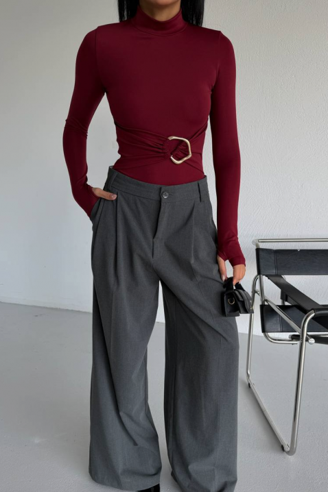 Body-bluzka TEMINSA BORDO, Kolor : bordowy, IVET.PL - Modna odzież