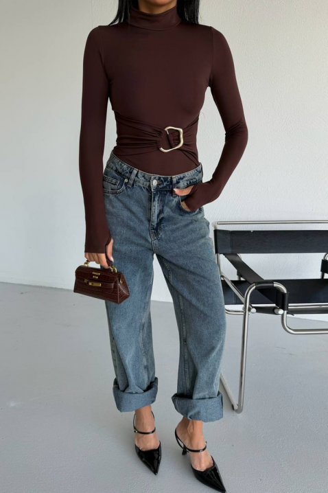 Body-bluzka TEMINSA BROWN, Kolor : brązowy, IVET.PL - Modna odzież