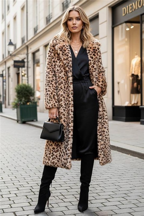 Płaszcz GROXELRA, Kolor : panterka, IVET.PL - Modna odzież