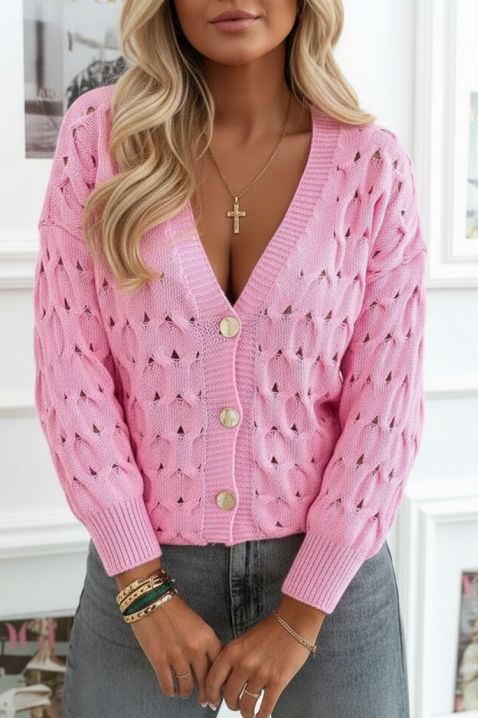Kardigan MENALZA PINK, Kolor : różowy, IVET.PL - Modna odzież