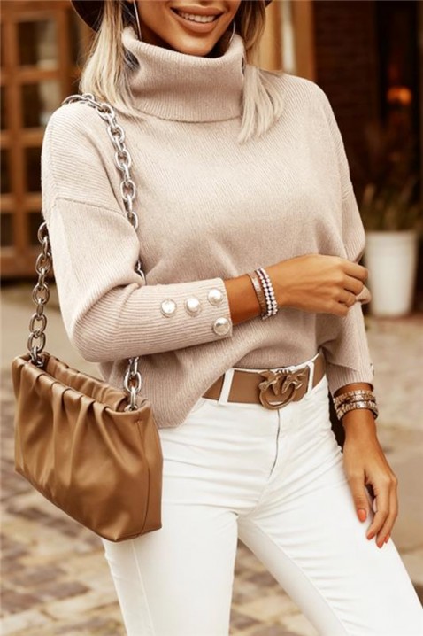 Sweter DRALONDA BEIGE, Kolor :  beżowy, IVET.PL - Modna odzież