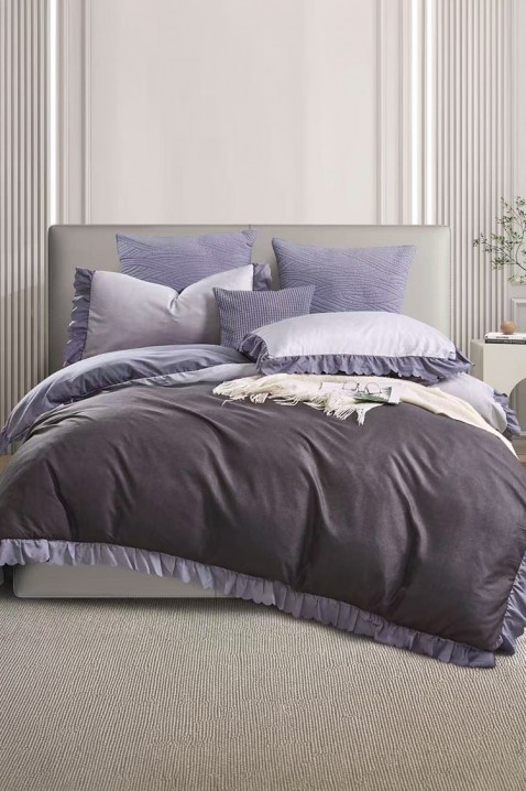 Komplet pościeli SIOGERY LILA 200x220 cm bawełana - 3 elementy, Kolor : fioletowy, IVET.PL - Modna odzież