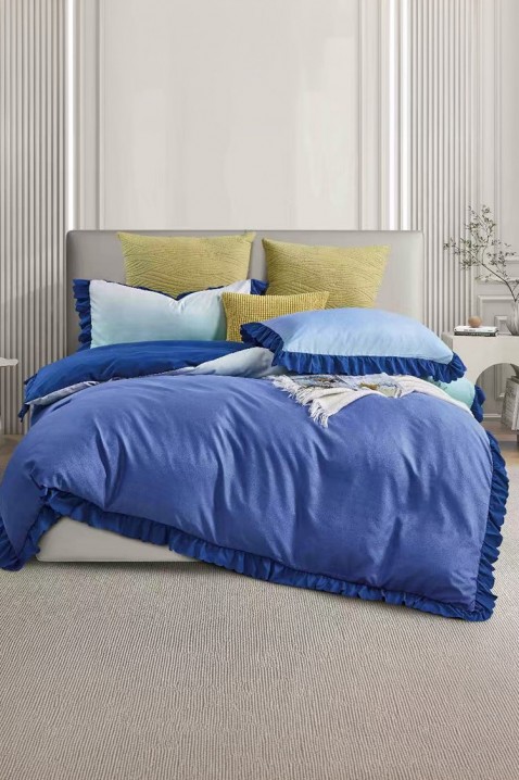Komplet pościeli SIOGERY BLUE 200x220 cm baweła - 3 elementy, Kolor : chabrowy, IVET.PL - Modna odzież