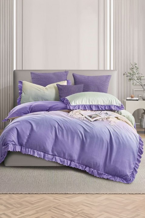 Komplet pościeli MIOGERY LILA 160x220 cm bawełna - 3 elementy, Kolor : fioletowy, IVET.PL - Modna odzież