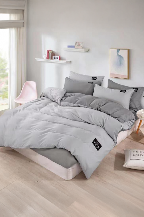 Komplet pościeli RONELMSY GREY 200x220 cm bawełna - 4 elementy, Kolor : szary, IVET.PL - Modna odzież