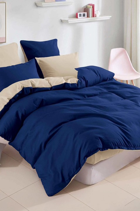 Komplet pościeli SINELY 160x200 cm bawełna - 4 elementy, Kolor : granatowy, IVET.PL - Modna odzież