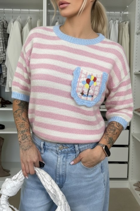 Sweter PLOLELONDA PUDRA, Kolor : pudrowy róż, IVET.PL - Modna odzież