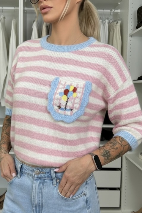 Sweter PLOLELONDA PUDRA, Kolor : pudrowy róż, IVET.PL - Modna odzież